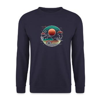 Coucher de soleil comme si l’IA le faisait - Sweat-shirt Unisexe - marine - Devant - Alina (178cm) & Michal (187cm)
