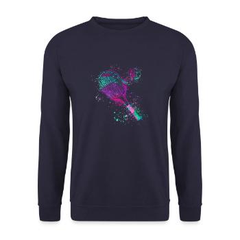 tennis,racket,ball,graffiti,blue,painting,colorful - Unisex Sweatshirt - navy - Front - Alina (178cm) & Michal (187cm)
