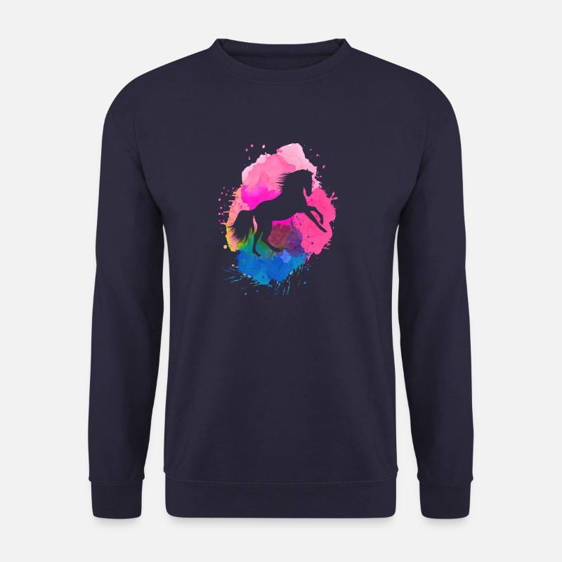 pferd,aquarell,bunt,malerei,pferde,pink - Unisex Pullover - Navy