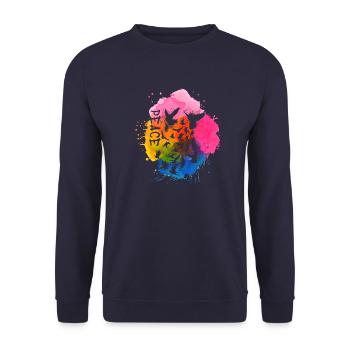 deaf,deaf,birds,flocking birds,graffiti,peace - Unisex Sweatshirt - navy - Front - Alina (178cm) & Michal (187cm)