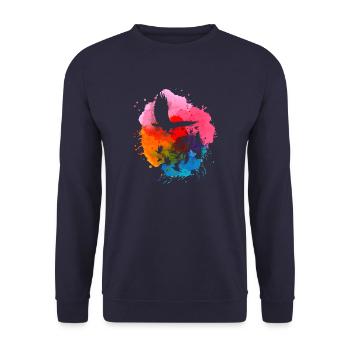 aigle, sourd, oiseaux, troupeau d’oiseaux, coloré, graffiti, - Sweat-shirt Unisexe - marine - Devant - Alina (178cm) & Michal (187cm)