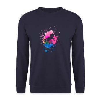 horse,watercolor,colorful,painting,horses,pink - Unisex Sweatshirt - navy - Front - Alina (178cm) & Michal (187cm)