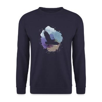adler,malerei,grau,,fliegen,vogel,blau,berge - Unisex Pullover - Navy - Vorne - Alina (178cm) & Michal (187cm)