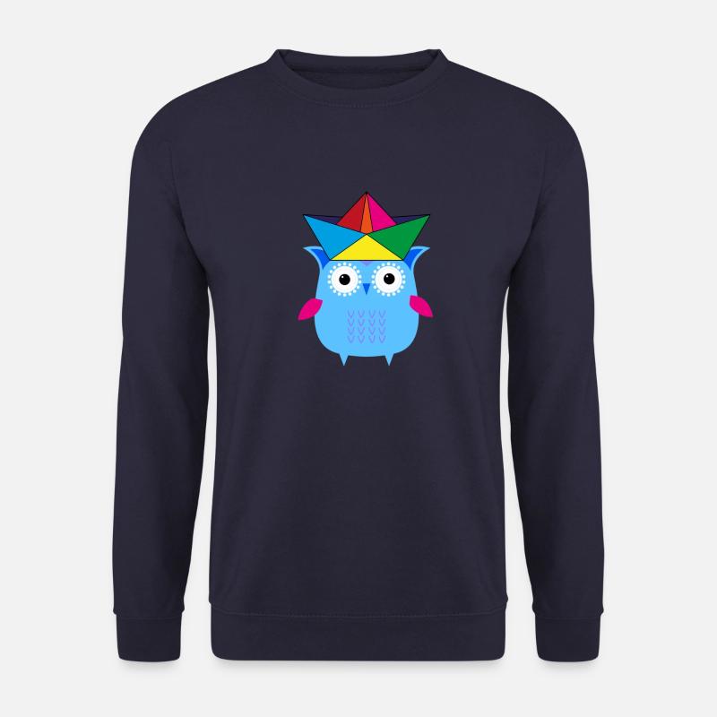 eule ,boot,papierhut,bunt,illustration - Unisex Pullover - Navy