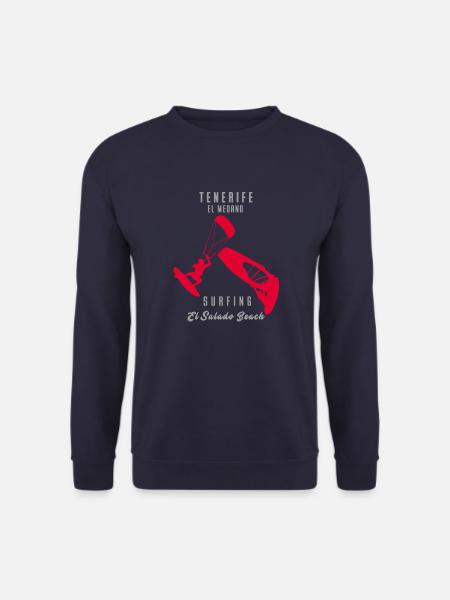Windsurfer Kitesurfer Teneriffa El Medano Rot Grau - Unisex Pullover - Navy