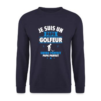 Papa golfeur, cadeau fête des pères, golf, Golfeur - Sweat-shirt Unisexe - marine - Devant - Alina (178cm) & Michal (187cm)