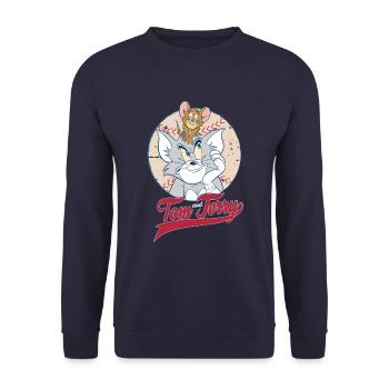 Tom and Jerry Baseball - Unisex Sweatshirt - navy - Front - Alina (178cm) & Michal (187cm)
