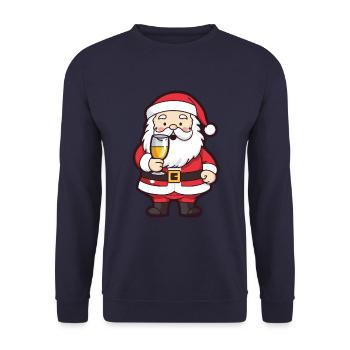 Santa Claus Drinking Comic Christmas - Unisex Sweatshirt - navy - Front - Alina (178cm) & Michal (187cm)