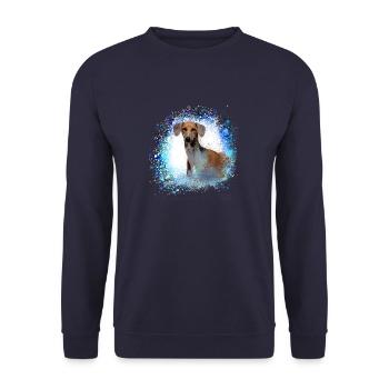 Azawakh, dog, graffiti,blue,painting,greyhound - Unisex Sweatshirt - navy - Front - Alina (178cm) & Michal (187cm)