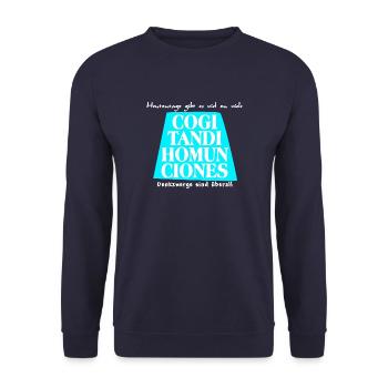 denkzwerge weiss - Unisex Pullover - Navy - Vorne - Alina (178cm) & Michal (187cm)