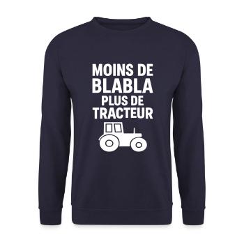 Tracteur agriculteur Moins de blabla - Sweat-shirt Unisexe - marine - Devant - Alina (178cm) & Michal (187cm)