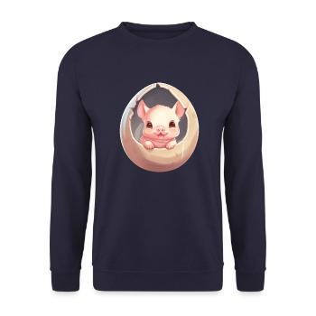 Mignon bébé cochon enfant assis dans un œuf - Sweat-shirt Unisexe - marine - Devant - Alina (178cm) & Michal (187cm)