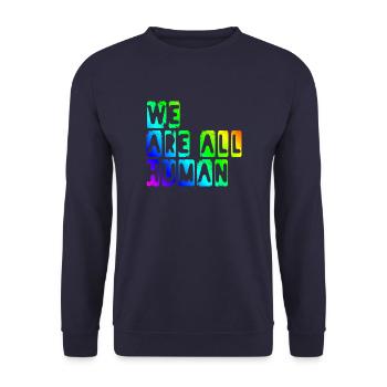 nous sommes tous humains - Sweat-shirt Unisexe - marine - Devant - Alina (178cm) & Michal (187cm)