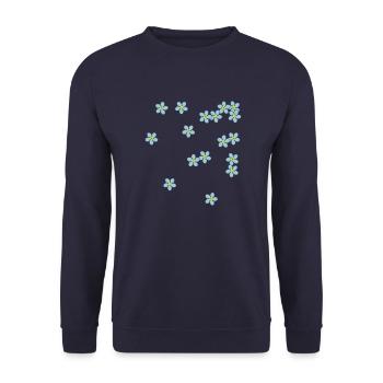 Vergissmeinnicht Blüten E - Unisex Pullover - Navy - Vorne - Alina (178cm) & Michal (187cm)