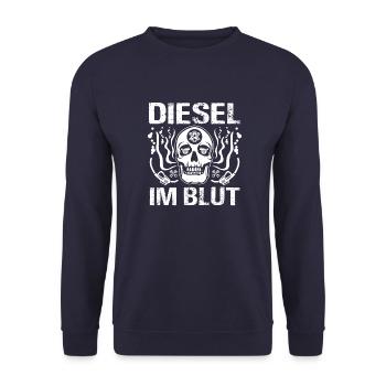 Diesel im Blut - Unisex Pullover - Navy - Vorne - Alina (178cm) & Michal (187cm)