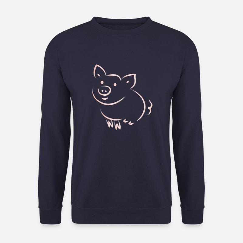 Glücks Schwein, Rosa Glücksschweinchen - Unisex Pullover - Navy