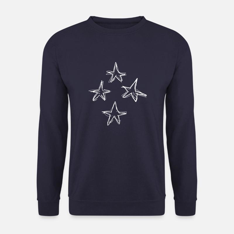 Vier Sterne - weiß handgezeichnet - Unisex Pullover - Navy