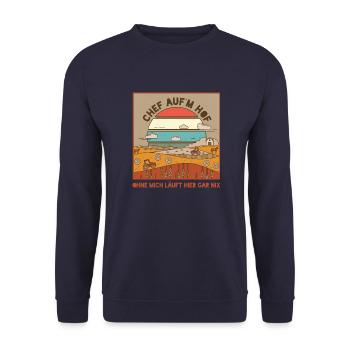 Chef Auf Dem Hof Bauernhof Landwirt Feld Geschenk - Unisex Pullover - Navy - Vorne - Alina (178cm) & Michal (187cm)