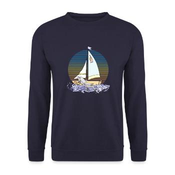 Segelboot - Unisex Pullover - Navy - Vorne - Alina (178cm) & Michal (187cm)