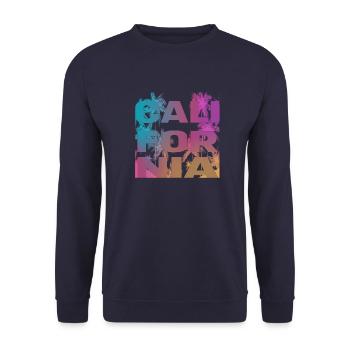 California Colorfull Palmen Shirt - Unisex Pullover - Navy - Vorne - Alina (178cm) & Michal (187cm)