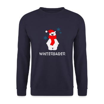 Eisbader Winterbader Polar Eisbär Winterschwimmen - Unisex Pullover - Navy - Vorne - Alina (178cm) & Michal (187cm)