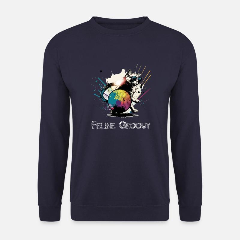 Groovy Feline - Unisex Pullover - Navy