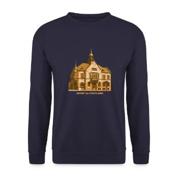 Adorf Town Hall Vogtland Saxony - Unisex Sweatshirt - navy - Front - Alina (178cm) & Michal (187cm)