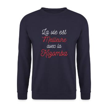 La vie est meilleure avec la kizomba - Sweat-shirt Unisexe - marine - Devant - Alina (178cm) & Michal (187cm)