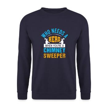 Schornsteinfeger Kaminkehrer Retro Chimney Sweeper - Unisex Pullover - Navy - Vorne - Alina (178cm) & Michal (187cm)