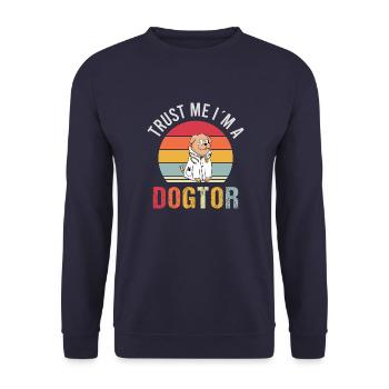 Dogtor Arzt Vintage Veterinary Haustier Sprüche - Unisex Pullover - Navy - Vorne - Alina (178cm) & Michal (187cm)