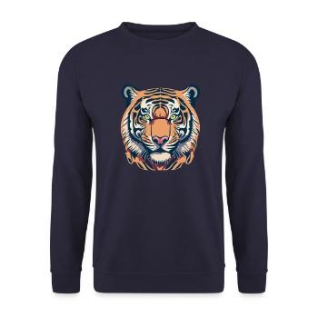 Tiger / König / Dschungel - Unisex Pullover - Navy - Vorne - Alina (178cm) & Michal (187cm)