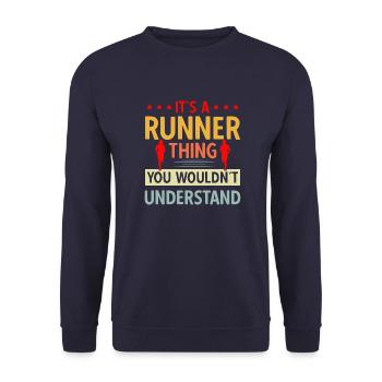 Laufen Läufer Running Vintage Fitness Sprüche - Unisex Pullover - Navy - Vorne - Alina (178cm) & Michal (187cm)