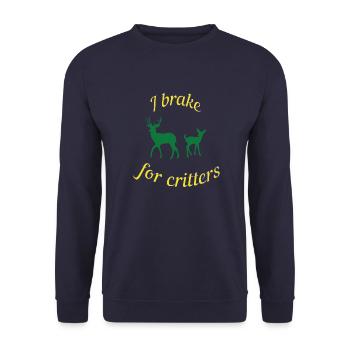 Ich bremse für die Tiere - Unisex Pullover - Navy - Vorne - Alina (178cm) & Michal (187cm)