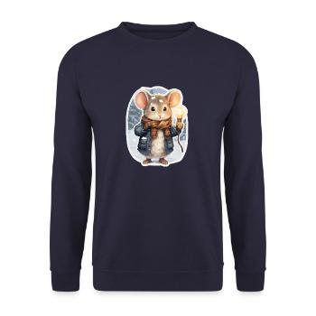 Souris moderne en hiver - Sweat-shirt Unisexe - marine - Devant - Alina (178cm) & Michal (187cm)