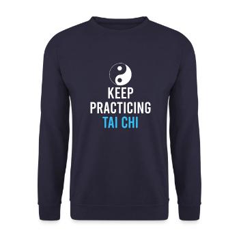 Tai Chi – Martial Art Vintage Combat Sprüche - Unisex Pullover - Navy - Vorne - Alina (178cm) & Michal (187cm)