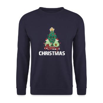 Avocado Fruchtig Vintage Vegane Sprüche - Unisex Pullover - Navy - Vorne - Alina (178cm) & Michal (187cm)