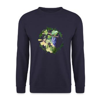 Feuilles de vignes avec raisins blanc et noir - Sweat-shirt Unisexe - marine - Devant - Alina (178cm) & Michal (187cm)