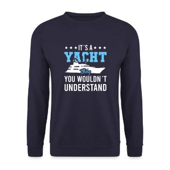 Yacht Motorboot Vintage Segler Sprüche - Unisex Pullover - Navy - Vorne - Alina (178cm) & Michal (187cm)