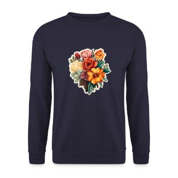 Bouquet of flowers colorful - Unisex Sweatshirt - navy - Front - Alina (178cm) & Michal (187cm)