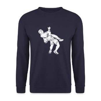 Ringen Wrestler Suplex Kampfsport Wrestling - Unisex Pullover - Navy - Vorne - Alina (178cm) & Michal (187cm)