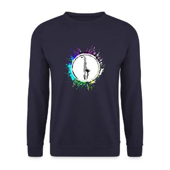 Trompete Symbol - Unisex Pullover - Navy - Vorne - Alina (178cm) & Michal (187cm)
