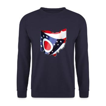 Ohio (États-Unis) | Drapeau réel | Carte des drapeaux - Sweat-shirt Unisexe - marine - Devant - Alina (178cm) & Michal (187cm)