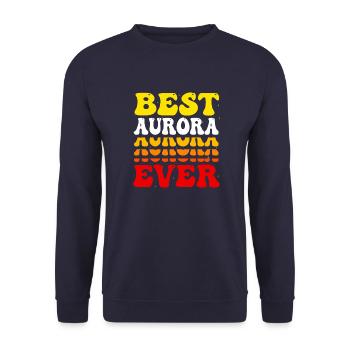 Beste Aurora aller Zeiten - Süße groovige Vintage Custom - Unisex Pullover - Navy - Vorne - Alina (178cm) & Michal (187cm)