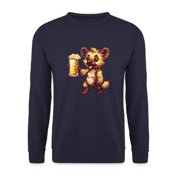 Hyène Bière Pixel - Sweat-shirt Unisexe - marine - Devant - Alina (178cm) & Michal (187cm)
