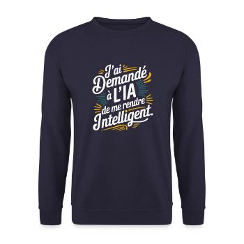 J'ai demandé à l'IA de me rendre intelligent - Sweat-shirt Unisexe - marine - Devant - Alina (178cm) & Michal (187cm)