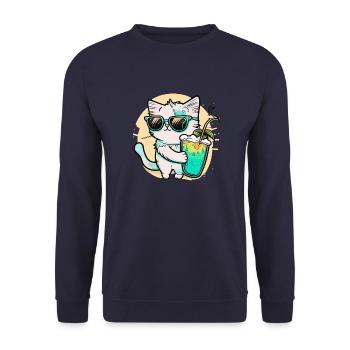 Le chat le plus cool de la plage - Sweat-shirt Unisexe - marine - Devant - Alina (178cm) & Michal (187cm)