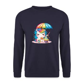 Unicorn for children A world full of fantasy - Unisex Sweatshirt - navy - Front - Alina (178cm) & Michal (187cm)
