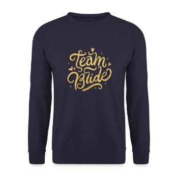 Feier den Junggesellinnenabschied im "Team Bride" - Unisex Pullover - Navy - Vorne - Alina (178cm) & Michal (187cm)