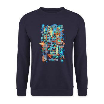 Pattern / Bauhaus carpet - Unisex Sweatshirt - navy - Front - Alina (178cm) & Michal (187cm)