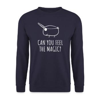 Pouvez-vous sentir la magie - Cochon d’Inde licorne - Sweat-shirt Unisexe - marine - Devant - Alina (178cm) & Michal (187cm)